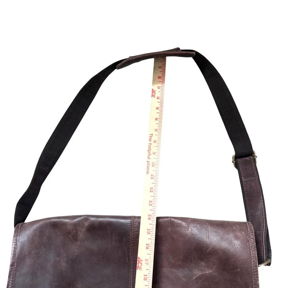 Habitual Optimist Men's Messenger Bag Brown Leather Adjustable Strap School
